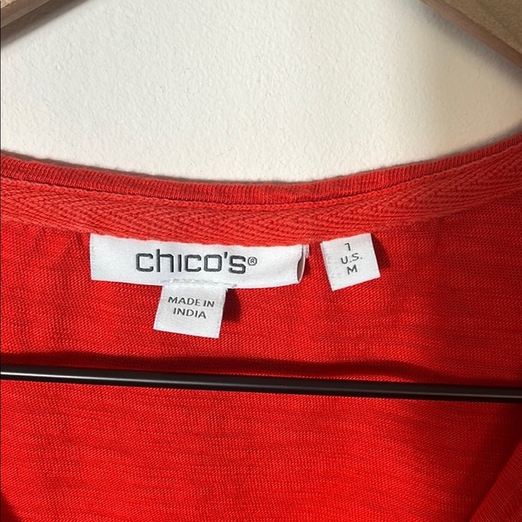 Chico's Red Fitted Buttoned Blouse - Picture 3 of 7
